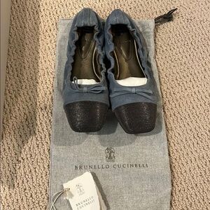 Brunello Cucinelli - Suede Monili Cap-toe Ballerina Flats